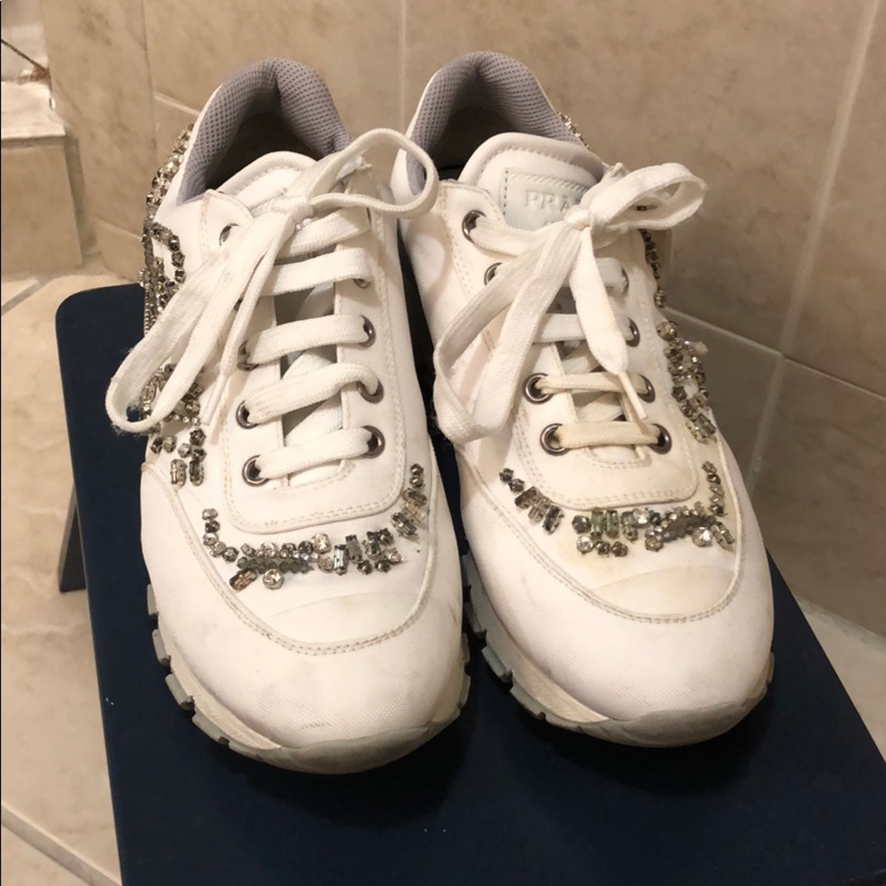 Prada women white sneakers size 37 - Picture 2 of 8
